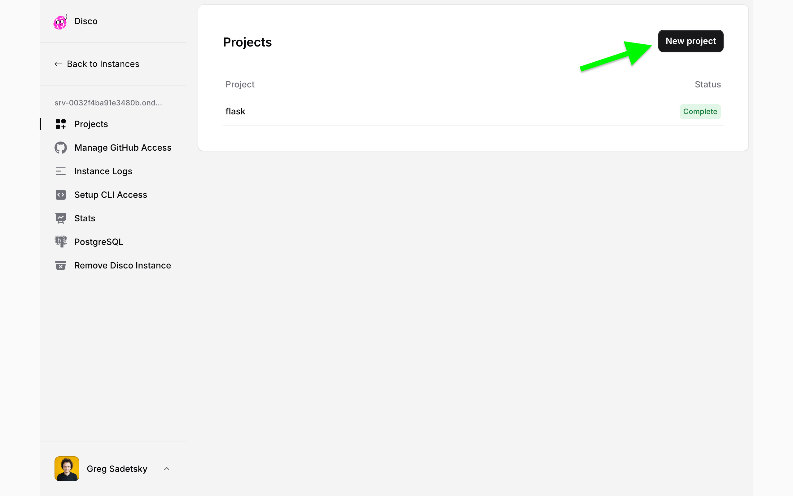 New project button
